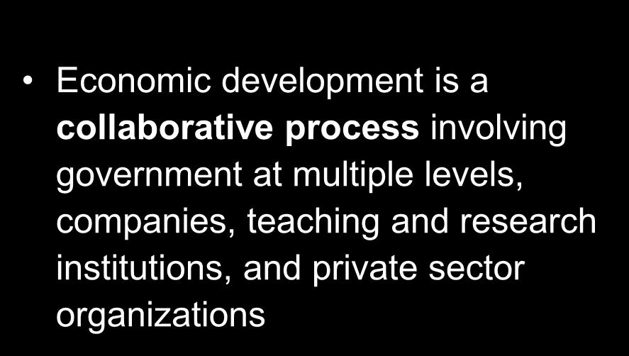 decisions and incentives Economic development is a collaborative process involving government at multiple levels, companies, teaching
