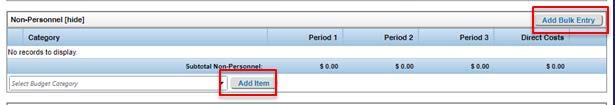 Demo 3 - Budget Adding Non-Personnel Costs Initial Budget Tab Enter all other costs in the Non-Personnel Costs section except Personnel from