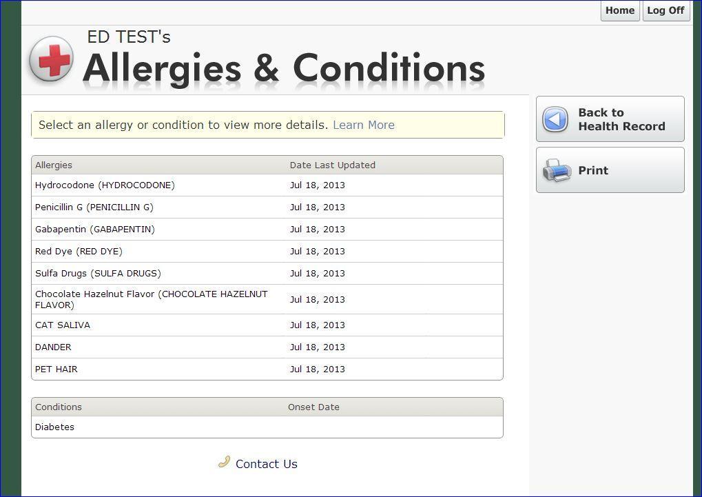 Allergies & Conditions Your allergies and conditions that