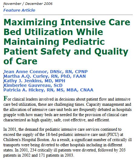 Historically: Measuring Nursing Workload, Resource Use and Intensity Therapeutic Intervention Scoring System (TISS) developed to capture nursing interventions performed: TISS - 70 items (Cullen et