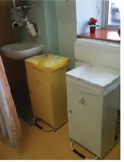 Remove risk bin if not needed Place the non risk bin beside the sink If needed, use a smaller risk