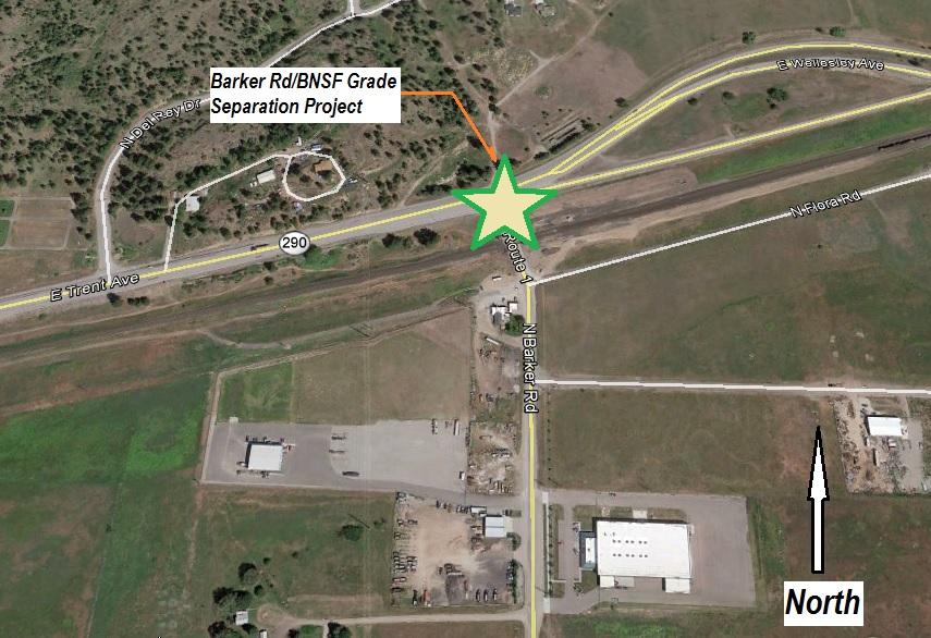 Barker Rd/BNSF Grade Separation Project Description: The Project builds an overpass for Barker Road over the BNSF tracks, adds on and off ramps from Barker Road to Trent Avenue (SR 290), incorporates