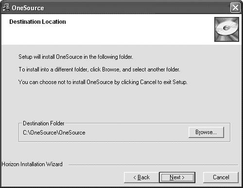 8. Select Blank Database. Figure 2-6: Database Selection 9. Browse to the Destination Location (install path) for OneSource.