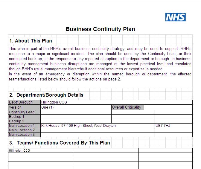 ACTION CARD 2 CONTINIUTY LEAD BUSINESS CONTINUITY ACTION CARD CONTINIUTY LEAD As a continuity lead you are responsible for co-ordinating business continuity measures across your CCG.