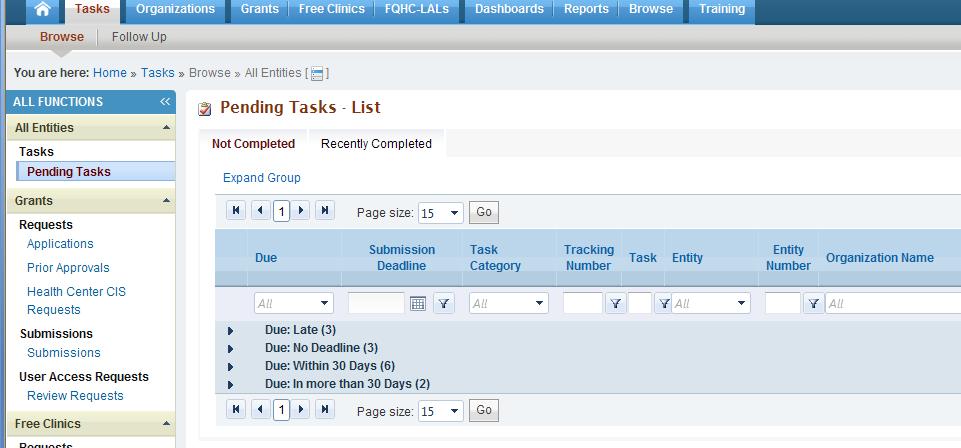 EHBs Navigation Click on the Recently Completed tab to search for tasks