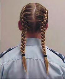 tightly. They shall be secured at the end by a knot or a small unadorned fastener. A single braid shall be worn in the centre of the back. Double braids shall be worn behind the shoulders.