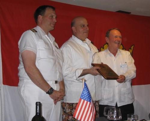 places local area chefs alongside the ships chefs to prepare fantastic meals.