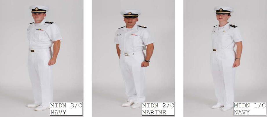 10.8 Summer White Service Uniform 1. White Shirt. The shirt is made of plain white authorized fabric, with short sleeves, two breast pockets with button flaps, and an open collar forming a V-neck.