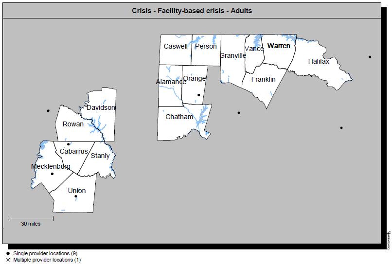 Crisis Services One geo map for each Medicaid crisis service