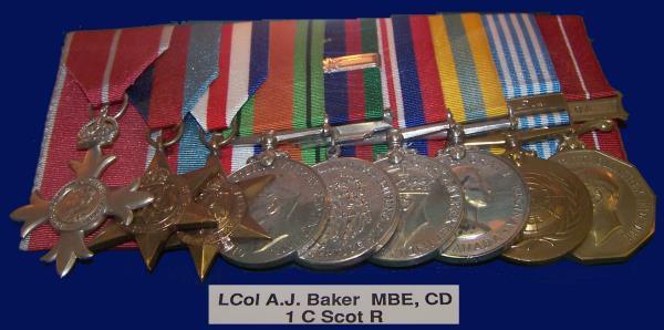 BAKER, Major Alfred Jeffery, CD (ZK-984) - Member, Order of the British Empire - Headquarters, 25th Canadian Infantry Brigade - awarded as per Canada Gazette dated 28 March 1952.