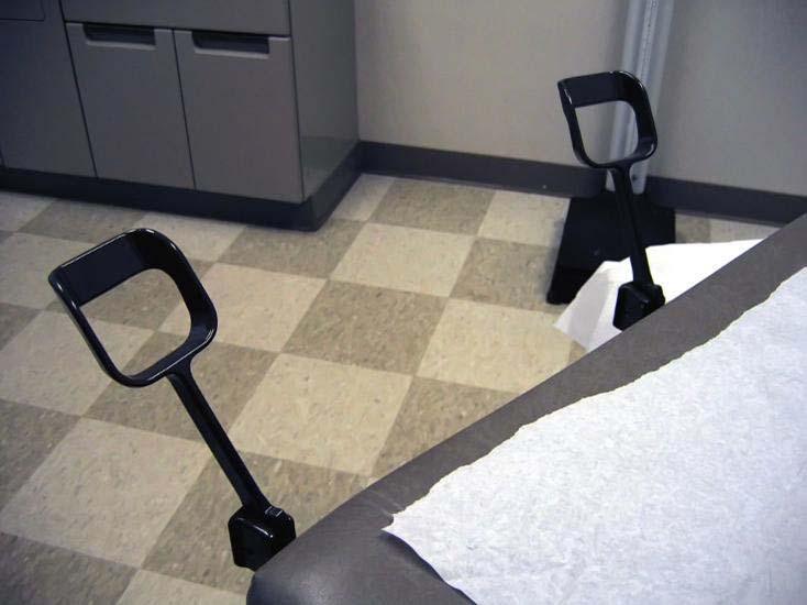 THE EXAM ROOM The room where the doctor will see you has a special table. See the things s cking at the end of the table? These are called s rrups.