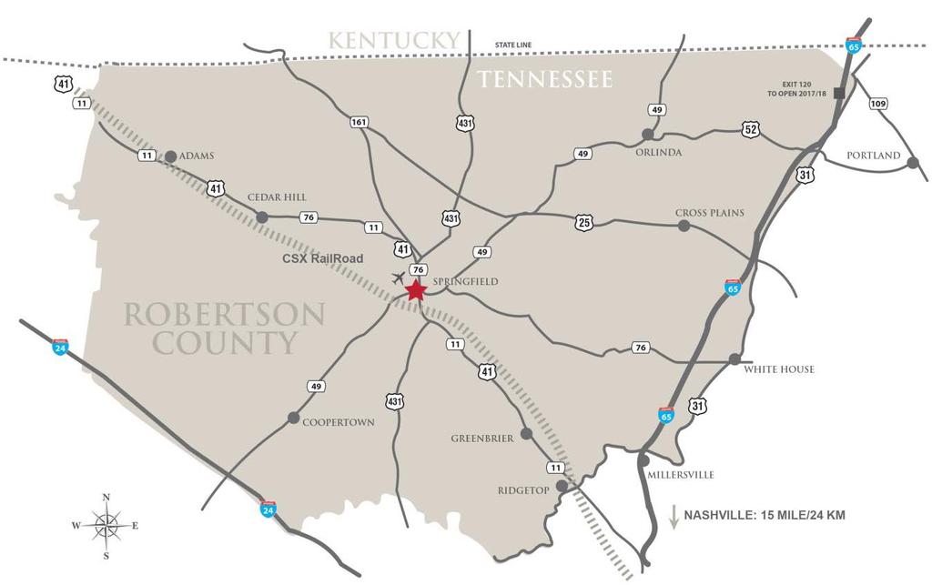 Robertson County is located approximately 30 miles north of Nashville. Robertson county sits between Cheatham, Davidson and Sumner counties and borders Kentucky along the North.