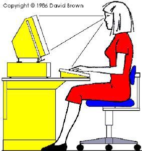 Workstation Adequate illumination Screen/work surface glare and reflection free Balanced head position (chin in) Screen can tilt and swivel Screen at comfortable height Keyboard detached, flat