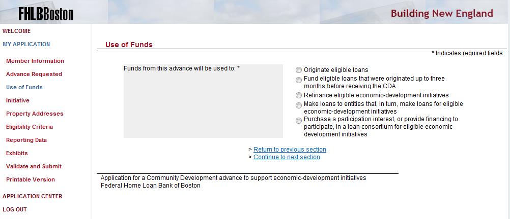 Select the Economic Development/Nonresidential Commercial (Program Related Only) from the Create A New Application screen (see Page 12) and then click on Begin Application.