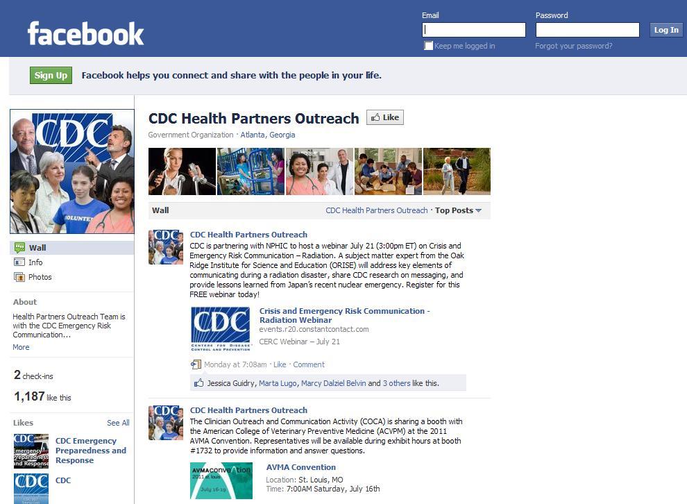 Join Us on Facebook CDC Facebook page for Health Partners!