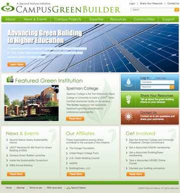 Campus Green Builder One-stop Shop for information, resources, and expertise on green building on campus Developed by Second Nature as part of the Advancing Green Building in Higher Education