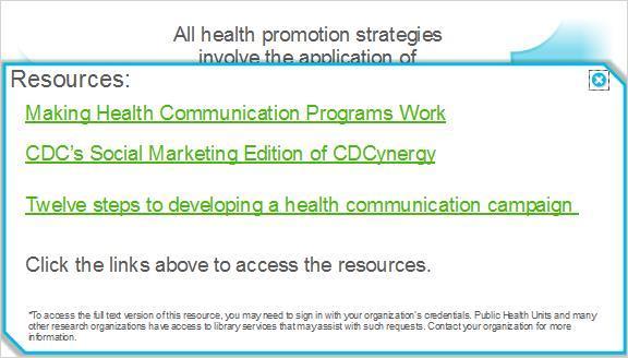 Although we identify health communication as a separate strategy in this module, all health promotion strategies involve the application of communication techniques.