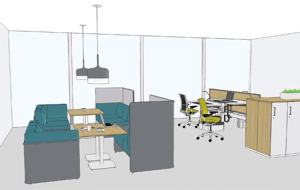 Height-adjustable tables with high-performance ergonomic seating keep workers comfortable and able to focus.