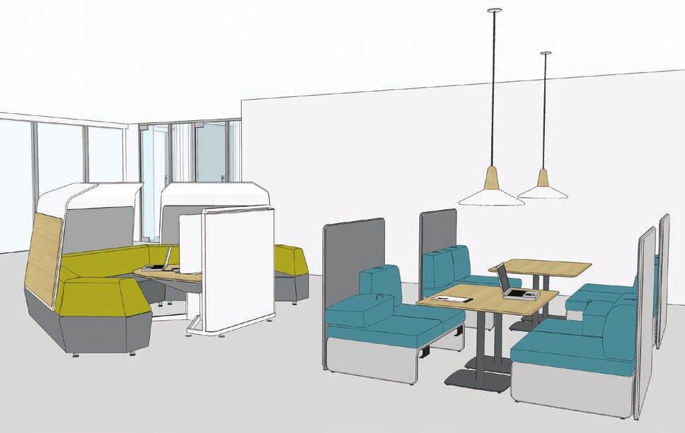 Accessible tech-enabled collaboration spaces allow workers to quickly transition into more formal