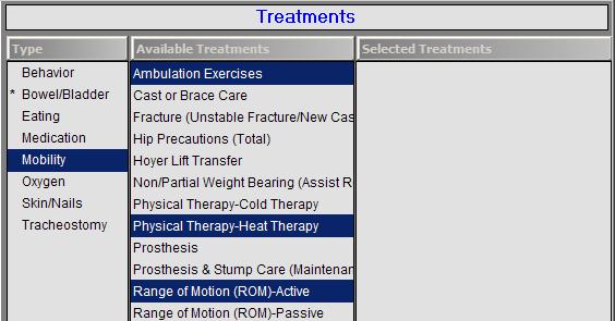 To select multiple Treatments at the same time: click once on each Treatment to be added.