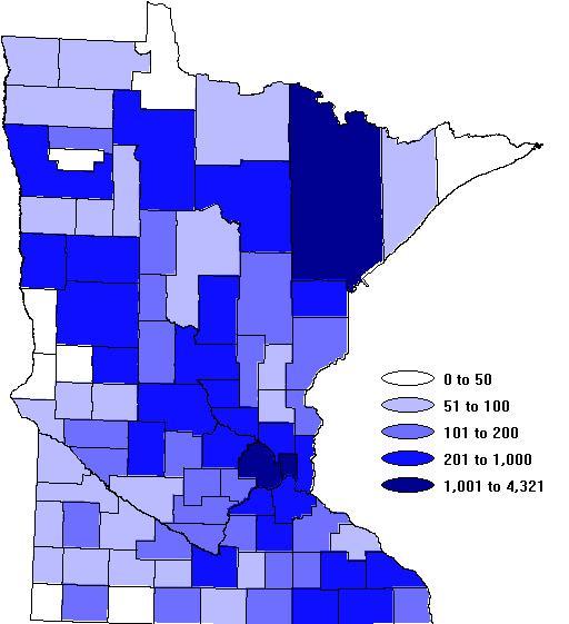 Minnesota Elderly Waiver Clients by County FY2009 Total