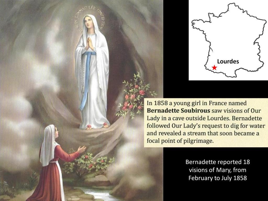 Our Lady of Lourdes, France Painting from http://acatholicview.