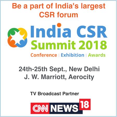 India CSR Summit and Exhibition 2018 is scheduled on 24th and 25th September at Hotel J. W. Marriott, Aerocity, New Delhi. For more information, please visit www.indiacsrsummit.