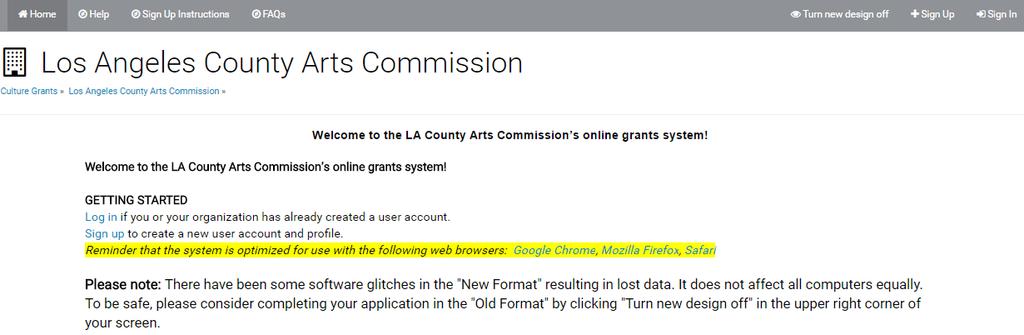 Online Reporting Accessing GO! Online Invoice + Report Website http://lacounty.culturegrants.
