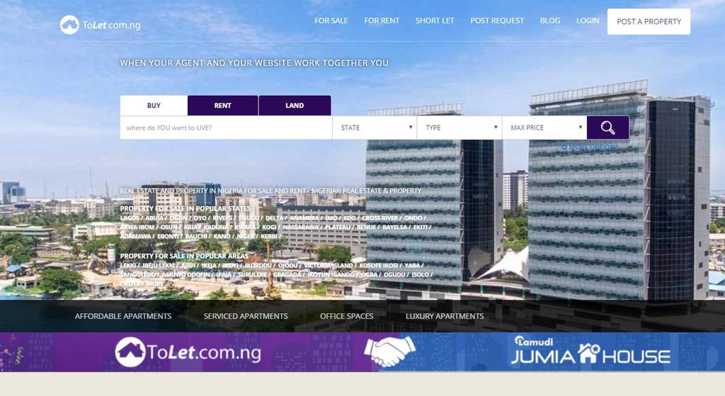 TOLET: TRADING UPDATE ToLet is the #1 online property classifieds business in Nigeria and is currently integrating