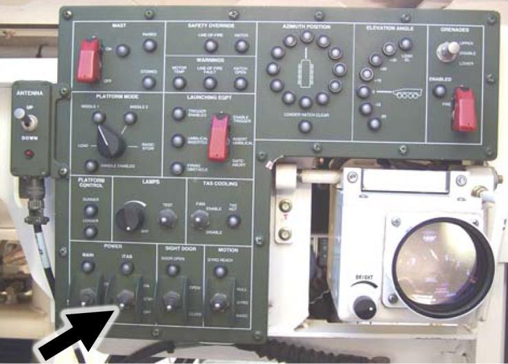 Chapter 3 CHARACTERISTICS AND CAPABILITIES 3-3. The TAS power switch (Figure 3-1, see arrow) is located on the gunner s control panel. The switch has three positions: OFF, STBY and ON.