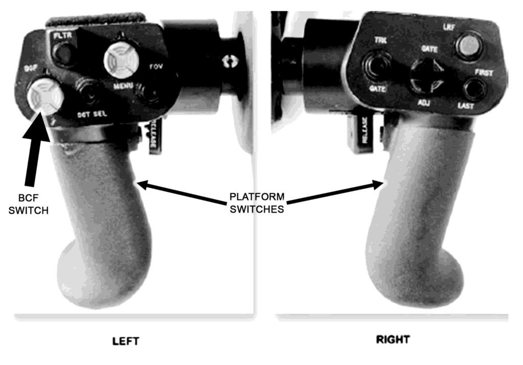 The gunner s hand controls are enabled only when both platform enable switches are depressed on the left and