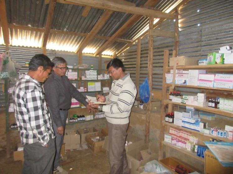 RMF Nepal Program Manager inspecting RMF Health Clinic Ganesh Shrestha also examined the health services provided by the clinic and inspected the medicines that are in stock, as well as the medical