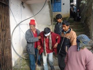 He arrived at the clinic following a two day trek through the mountains, supported by two family