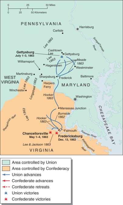 MAP 15 3 From Fredericksburg to Gettysburg: