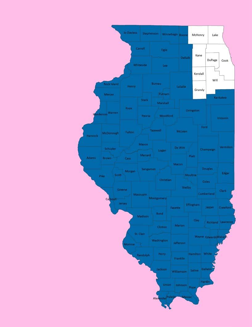 GEOGRAPHIC AREA OF LAND BANK CAPACITY PROGRAM All of Illinois but for counties included in the Chicago Primary Metropolitan