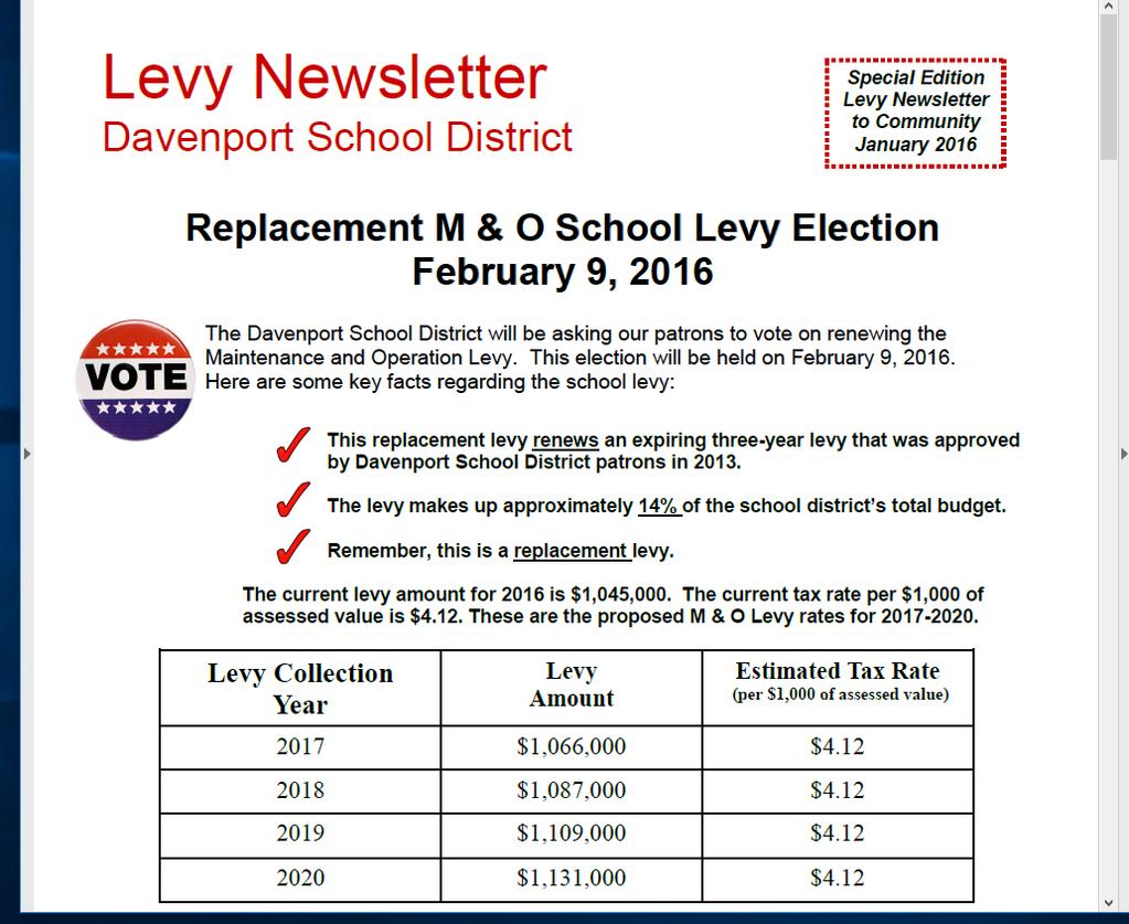 Feb. 2016 M & O Levy Proposal