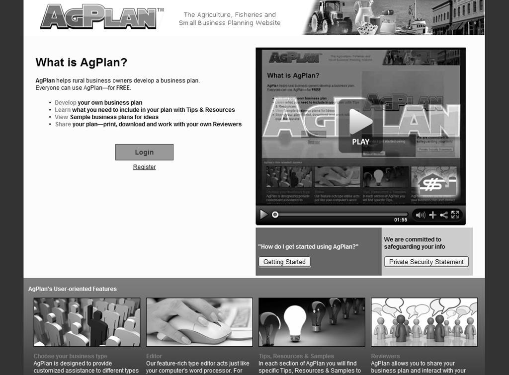 AgPlan Features The first decision an AgPlan user will need to make is what type of business plan template best fits the business for which they are developing a plan.