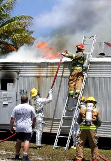 Burning trailer training prepares firefighters... (From page 1) (Photo by KW Hillis) KFD Lt.