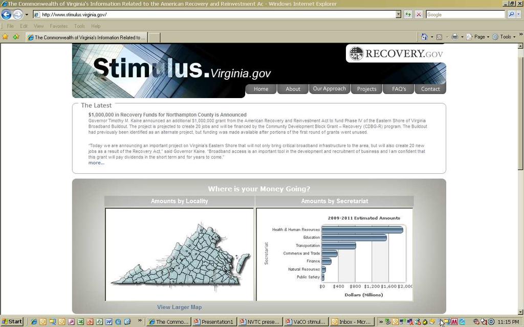 Launched February 2010, Virginia Stimulus Site Continues to Track Impact