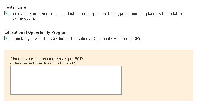 Biographical Students applying for EOP will be required to provide information on