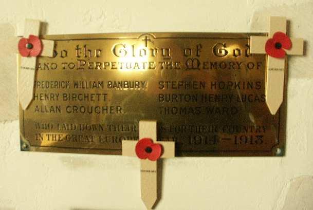 Elmsted Six of the Great War casualties who were connected to Elmsted are commemorated on the brass memorial plaque shown above, which is located in the parish church of St. James the Great, Elmsted.