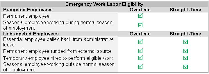 FEMA Public Assistance Program Force Account Labor (FAL) Emergency Protective Measures