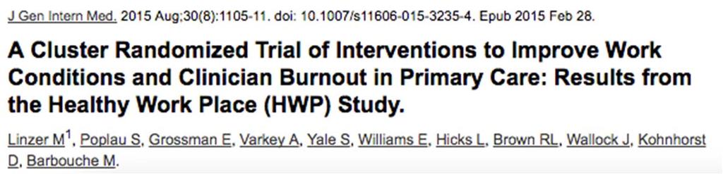 Targeted interventions Efficiency of practice Primary care clinicians at 34 clinics in Midwest and NY Work condition measurements: time pressure workplace chaos work control clinician outcomes.