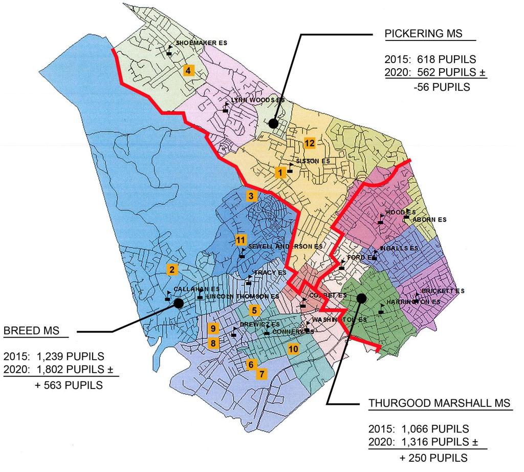 Projected Growth in Each 6-8 District Pickering Middle School 1