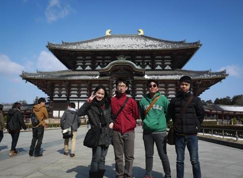 On weekend, we went for sight seeing in many places in Kansai area such as Kobe, Nara, Osaka