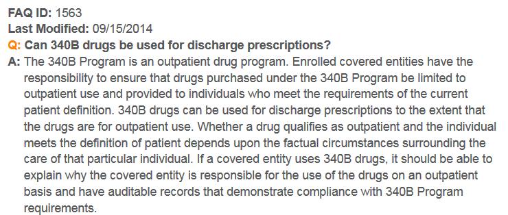 The term hospital discharge prescription refers to a prescription written for an eligible FQHC patient (as defined under the 3-part test described in Section 7.A.