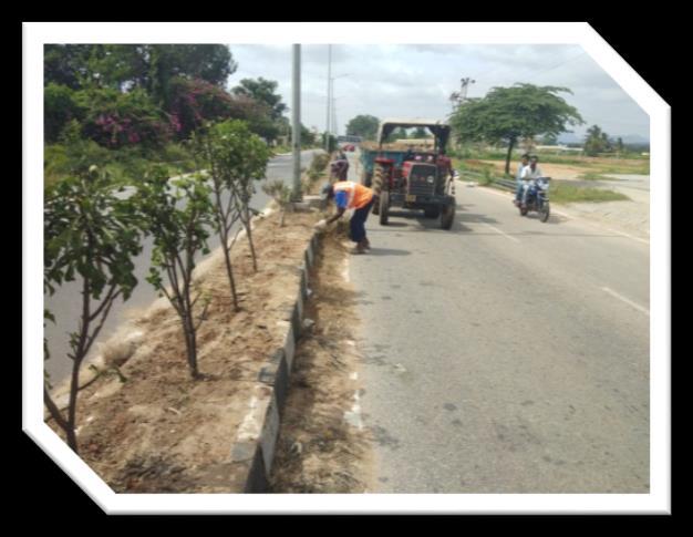 GOVERNMENT CONNECT Activity : PWD Road median weed cleaning by Pursabhe-Bidadi Summary : 1.