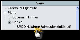 Q: What if I initiate the Admission order set and forget to select necessary protocol(s)? A: Click on the SMDO Newborn Admission order set and click the View Excluded icon.