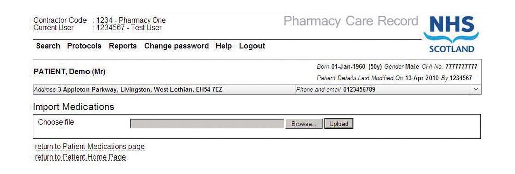 To create the export file you select the relevant patient in your PMR system (note the patient must be registered for CMS), then choose the PMR History Export (or equivalent) option from the PCR