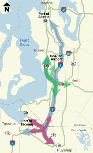 region and to Eastern Washington Provides direct access to Seattle-Tacoma International